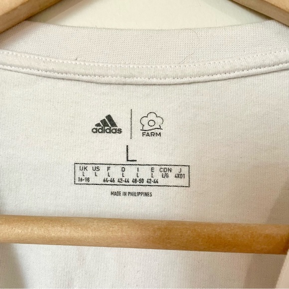 Adidas x Farm Rio Floral Logo Cropped White T Shirt Size Large - Picture 7 of 9